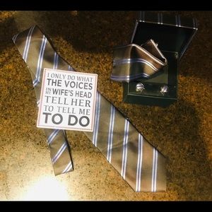 New Mens Boxed Matching Tie, Hanky, Cuff Links